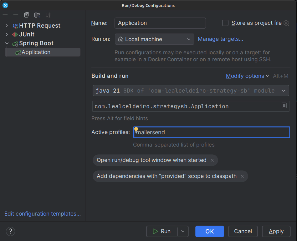 Spring Boot Run Configuration in IntelliJ IDEA